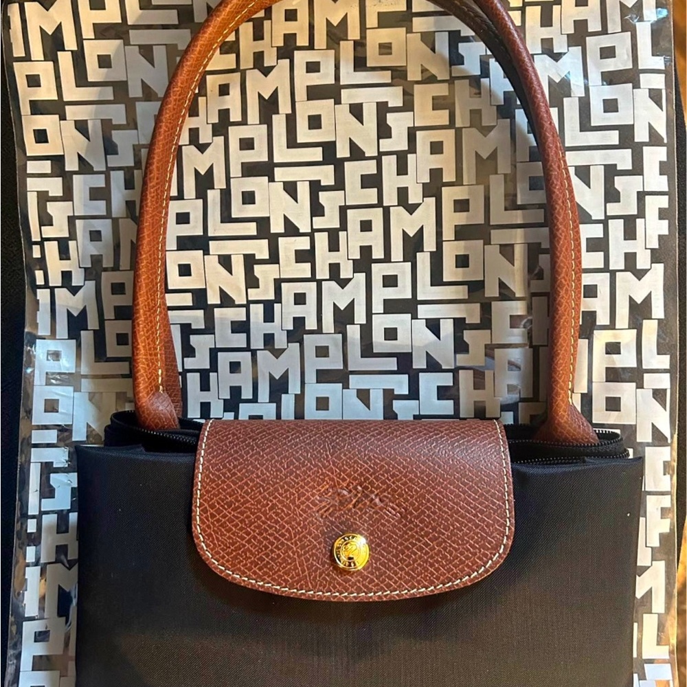 Long champ bag large black long handle